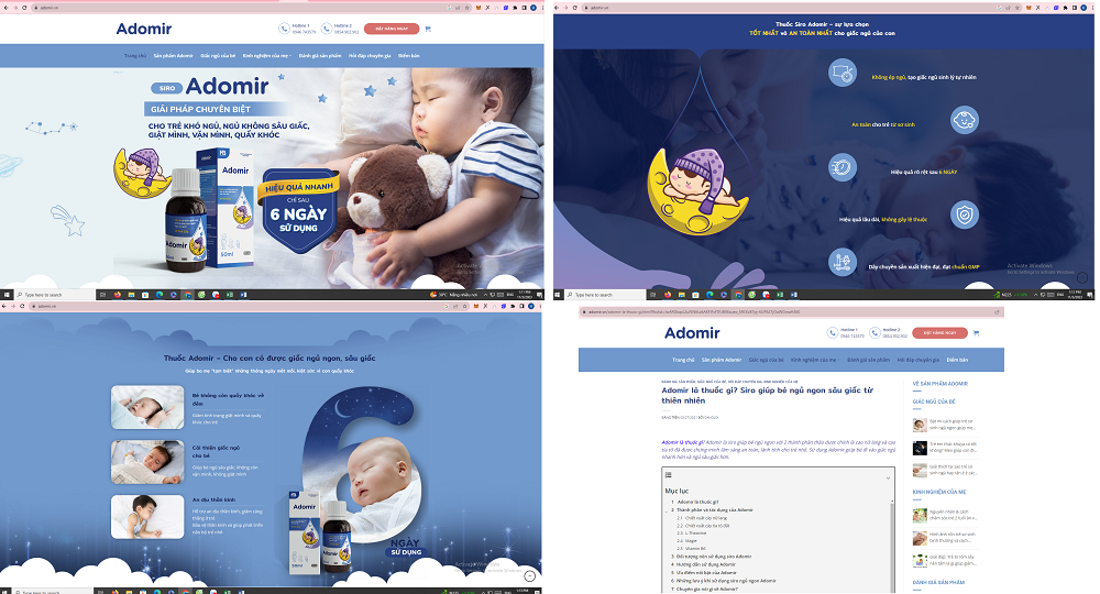 Siro Adomir của công ty TNHH Thương mại NTB Pharma New quảng cáo sai sự thật