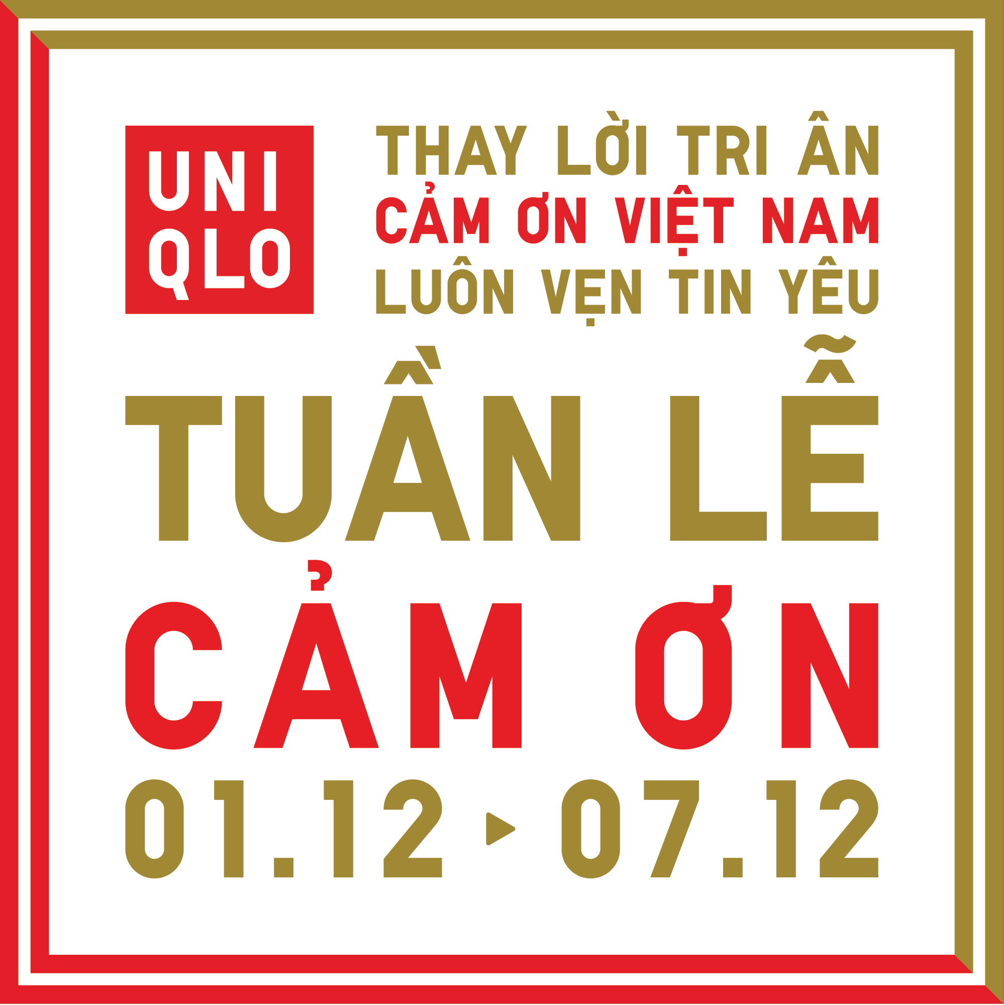 UNIQLO khởi động tuần lễ cảm ơn từ 1-7/12 với loạt khuyến mãi và quà tặng ý nghĩa gửi đến khách hàng