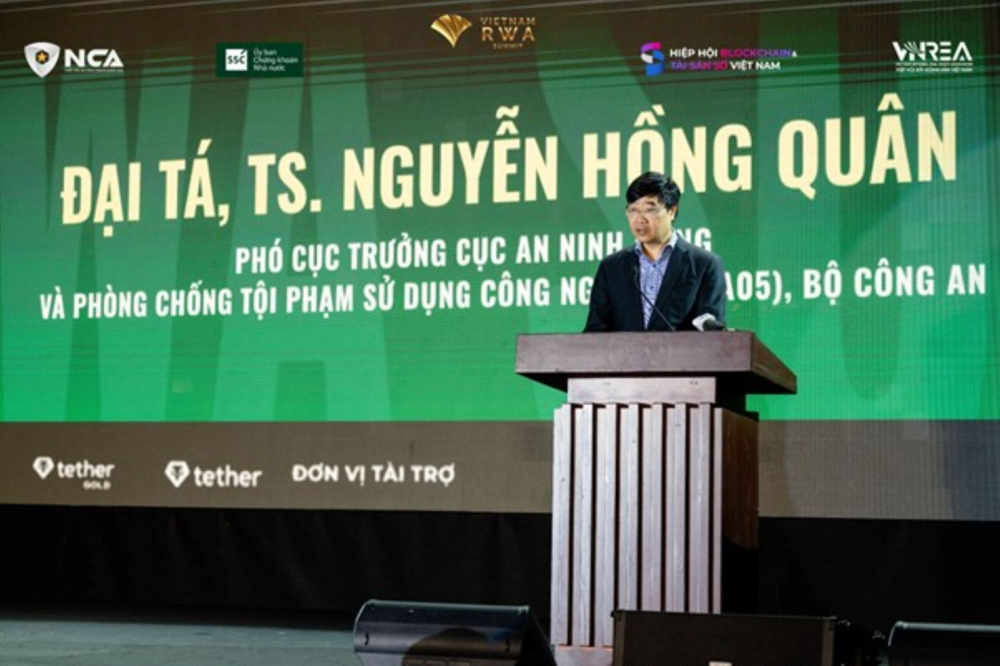 Vietnam RWA Summit 2026 Đại tá, TS. Nguyễn Hồng Quân, Phó Cục trưởng A05, Bộ Công an, phát biểu tại hội nghị.