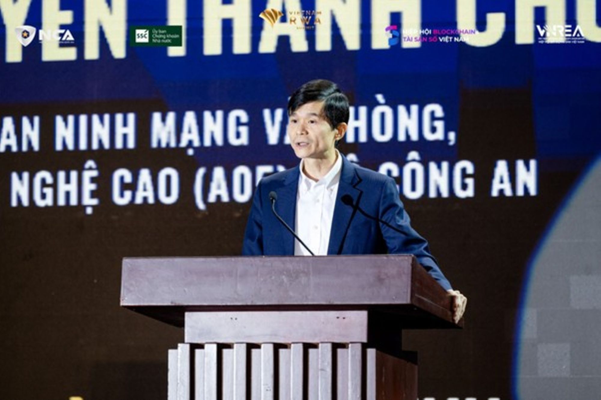 Vietnam RWA Summit 2026 Thượng tá, TS. Nguyễn Thành Chung, A05, Bộ Công an, chia sẻ về rủi ro an ninh mạng trong lĩnh vực tài sản mã hóa.