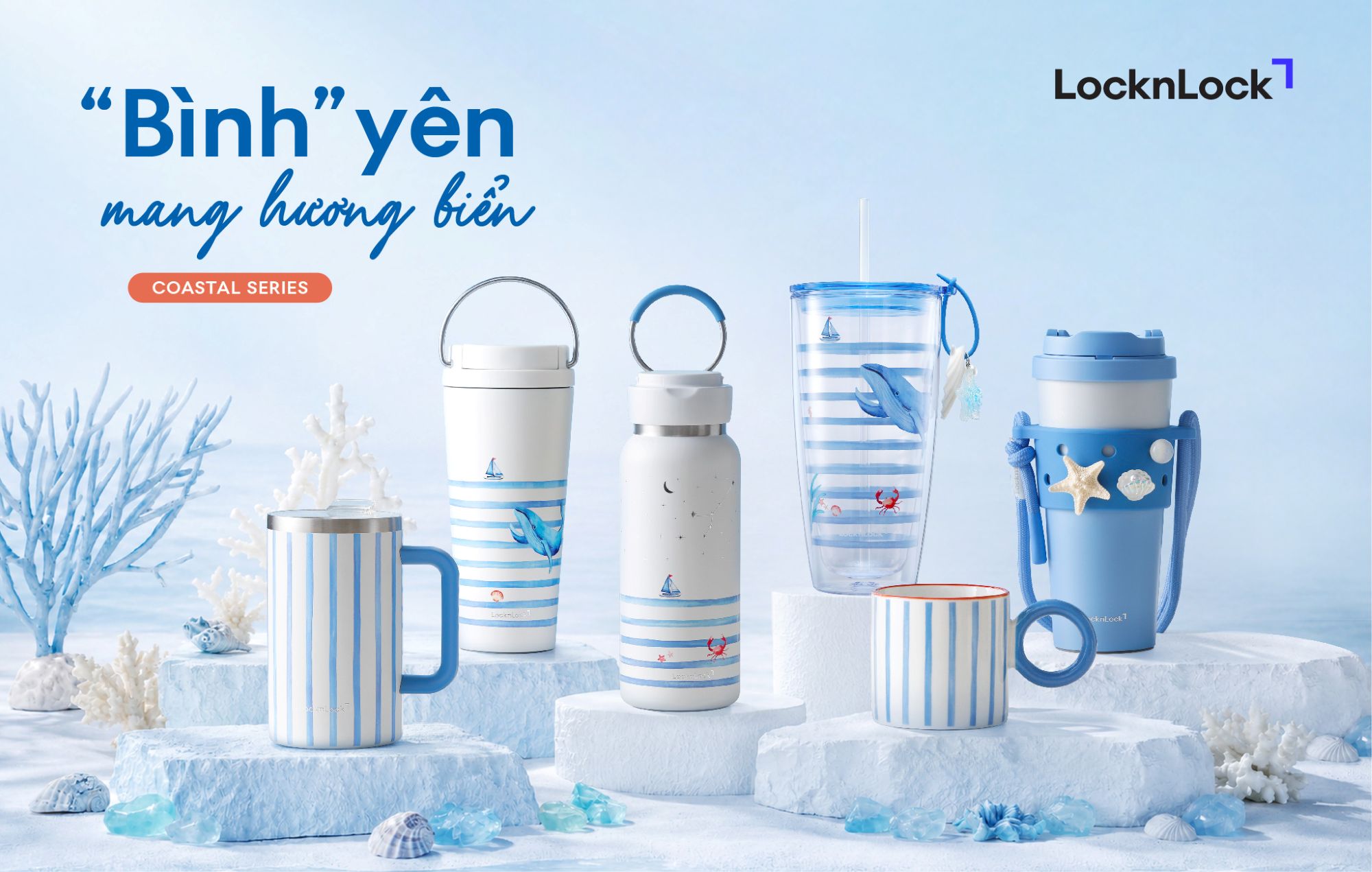  Coastal collection gồm 6 sản phẩm giữ nhiệt và ly nước lấy cảm hứng từ vẻ đẹp của biển và thiên nhiên vùng duyên hải.