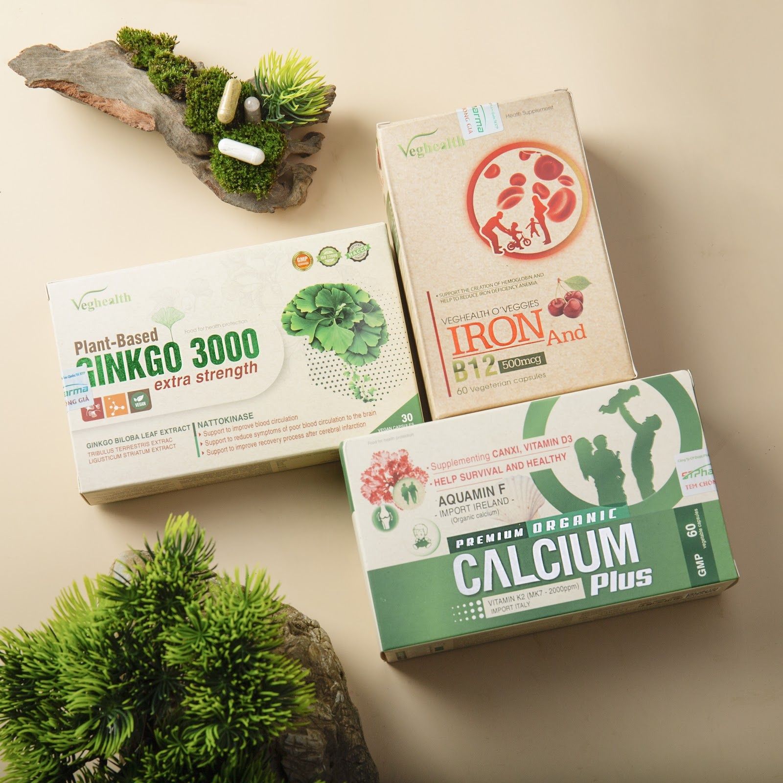 Một số sản phẩm bổ sung khoáng chất cần thiết cho người ăn chay.