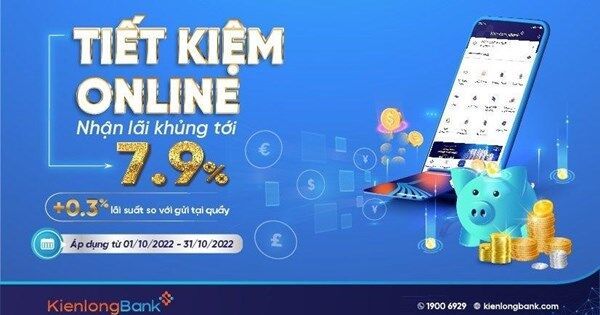 Gửi tiết kiệm online tại KienlongBank lãi suất ưu đãi đến 7,9%
