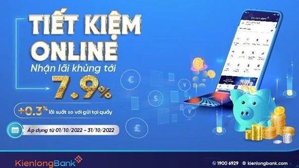 Gửi tiết kiệm online tại KienlongBank lãi suất ưu đãi đến 7,9%