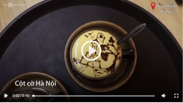 Video Vẽ phong cảnh Hà Nội lên cốc cà phê trứng