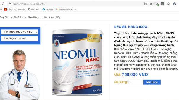 Sản phẩm NEOMIL của Công ty Cổ phần Công nghệ Dược phẩm NAFACO: ‘Thổi phồng’ công dụng, chất lượng