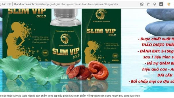 Giảm cân SLIMVIP GOLD mang thương hiệu Hồng Minh quảng cáo sai công dụng sản phẩm