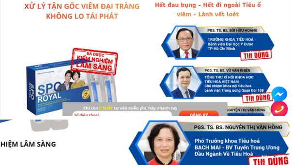 Một số website bán sản phẩm SPO ROYAL có dấu hiệu giả mạo xác nhận đăng ký của Bộ Công Thương