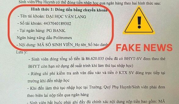 Giả mạo Trường Đại học Văn Lang gửi thông báo 