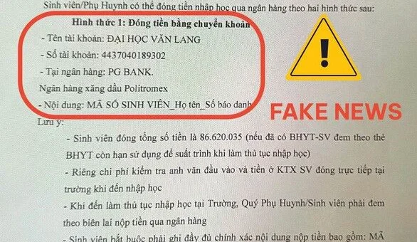 Giả mạo Trường Đại học Văn Lang gửi thông báo 