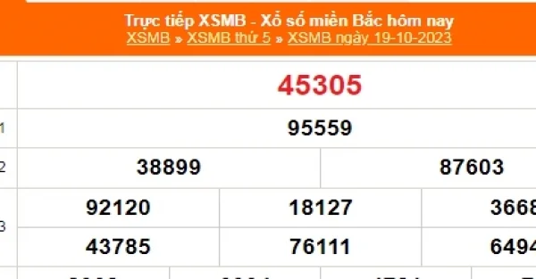 KQXSMB Kết quả xổ số miền Bắc hôm nay 20/10/2023