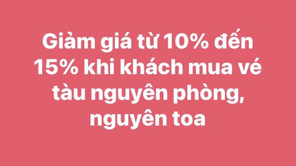 Khách mua vé tàu nguyên phòng, nguyên toa được giảm giá từ 10-15%