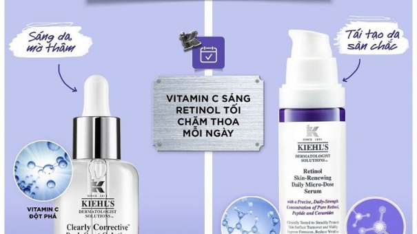 Làn da sáng khỏe với quy trình vàng “Sáng C - tối A” từ Kiehl’s