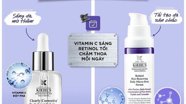 Làn da sáng khỏe với quy trình vàng “Sáng C - tối A” từ Kiehl’s